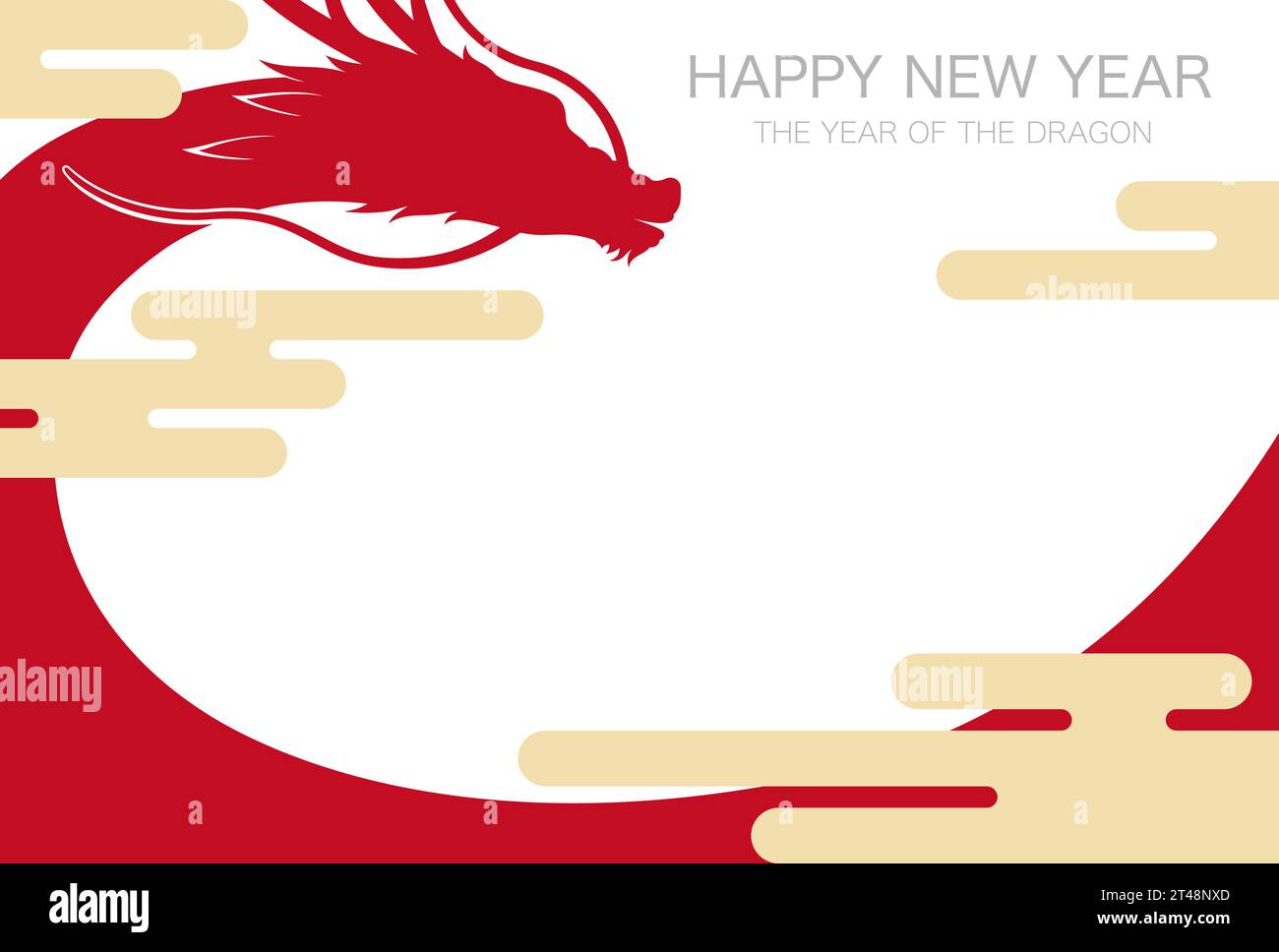 Année du Dragon vecteur modèle de carte du nouvel an avec Un fond rouge et un espace de texte. Illustration de Vecteur