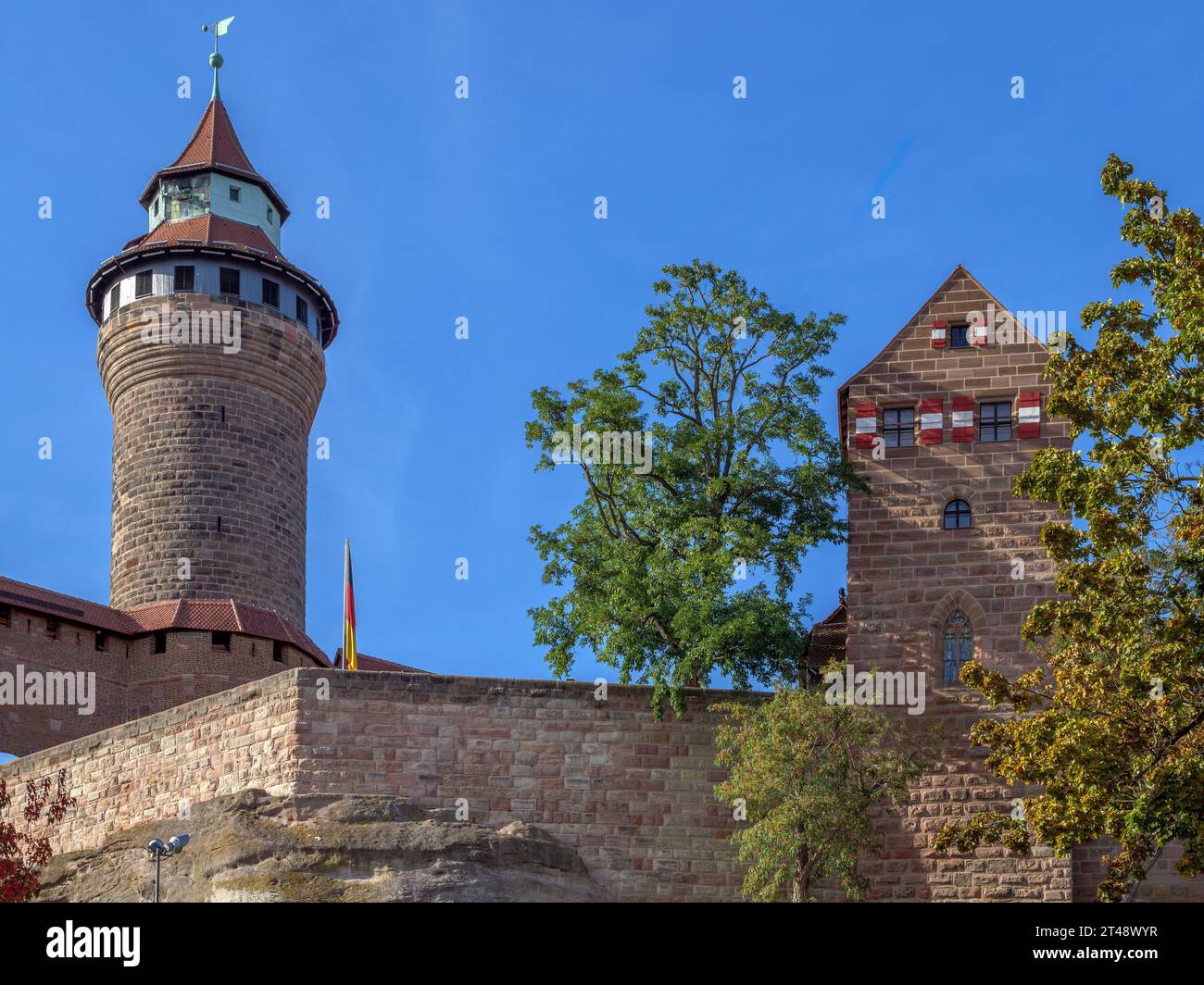 Tour Sinwell et chapelle du château de la Kaiserburg, Nuremberg, moyenne Franconie, Bavière, Allemagne, Europe Banque D'Images