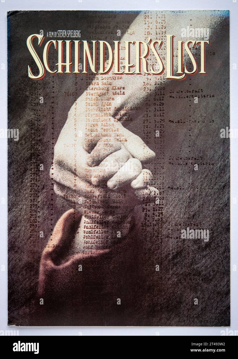 Couverture d'informations publicitaires pour le film Schindler's List, sorti en 1993 Banque D'Images