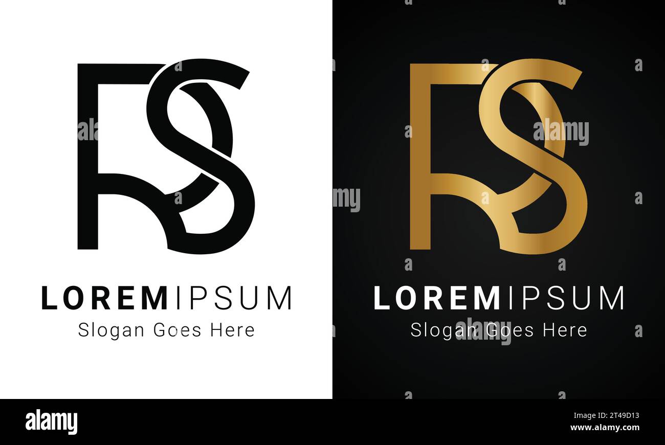 Design original de luxe avec lettre textuelle RS ou SR monogramme Illustration de Vecteur