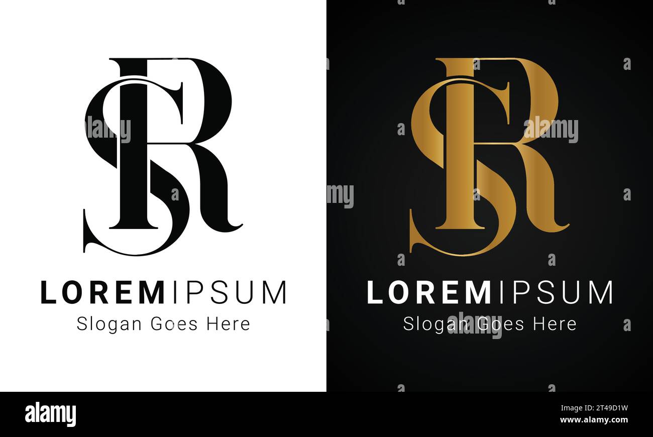 Design original de luxe avec lettre textuelle RS ou SR monogramme Illustration de Vecteur
