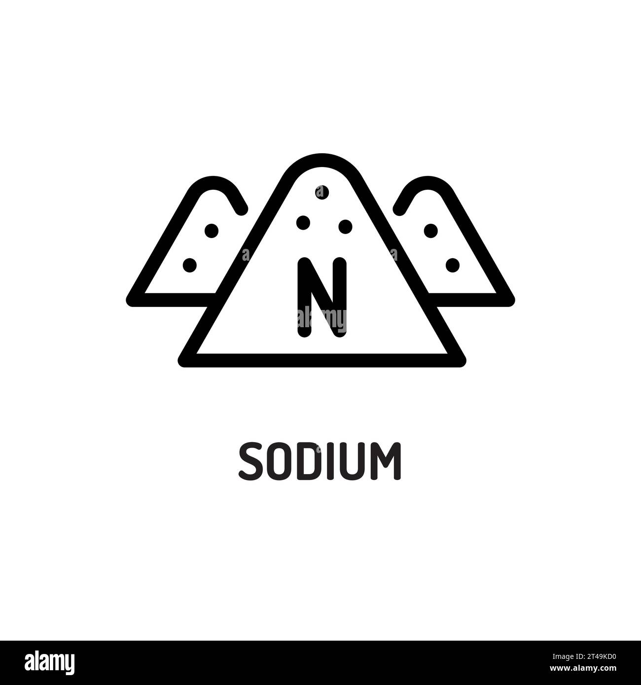 Icône noire de la ligne sodium. Faits nutritionnels. Ensemble de sucre blanc avec des piles et des cubes. Illustration de Vecteur