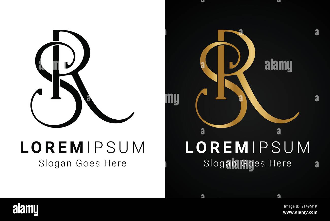 Design original de luxe avec lettre textuelle RS ou SR monogramme Illustration de Vecteur