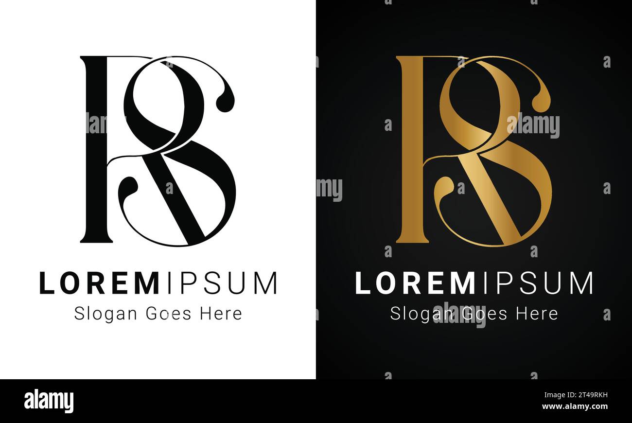 Design original de luxe avec lettre textuelle RS ou SR monogramme Illustration de Vecteur