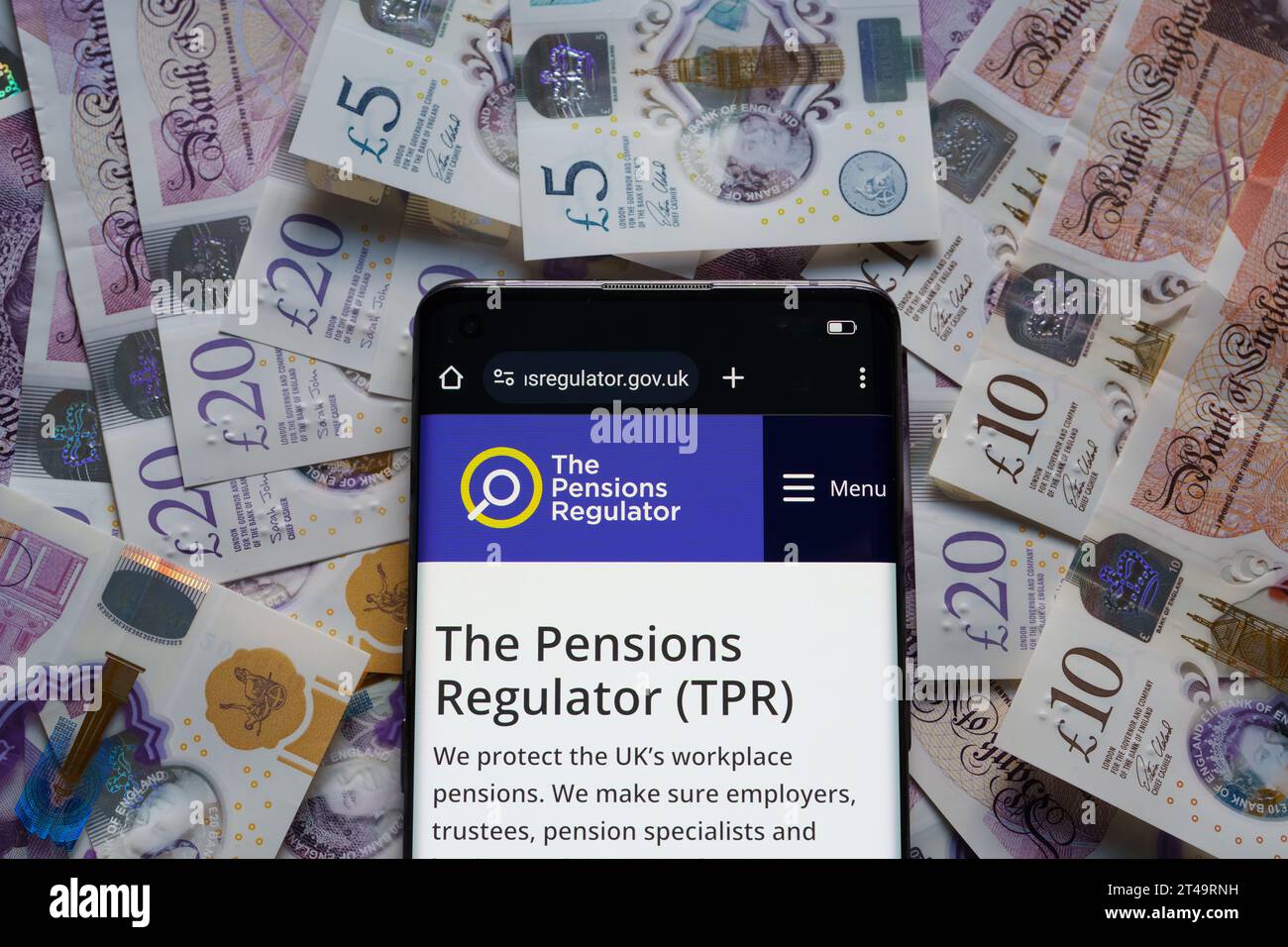 Le logo du régulateur des pensions vu sur leur site Web sur le smartphone. TPR est un organisme public qui réglemente les régimes de retraite au Royaume-Uni. Stafford, United Banque D'Images