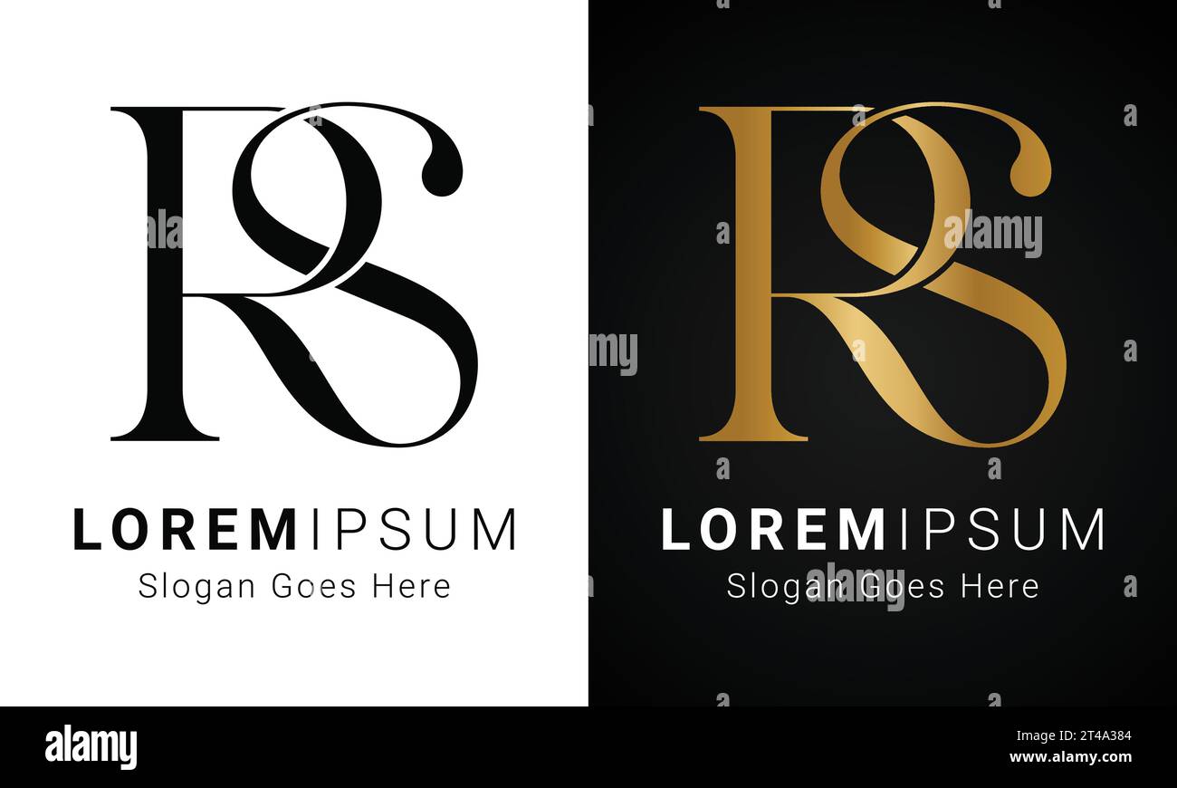 Design original de luxe avec lettre textuelle RS ou SR monogramme Illustration de Vecteur
