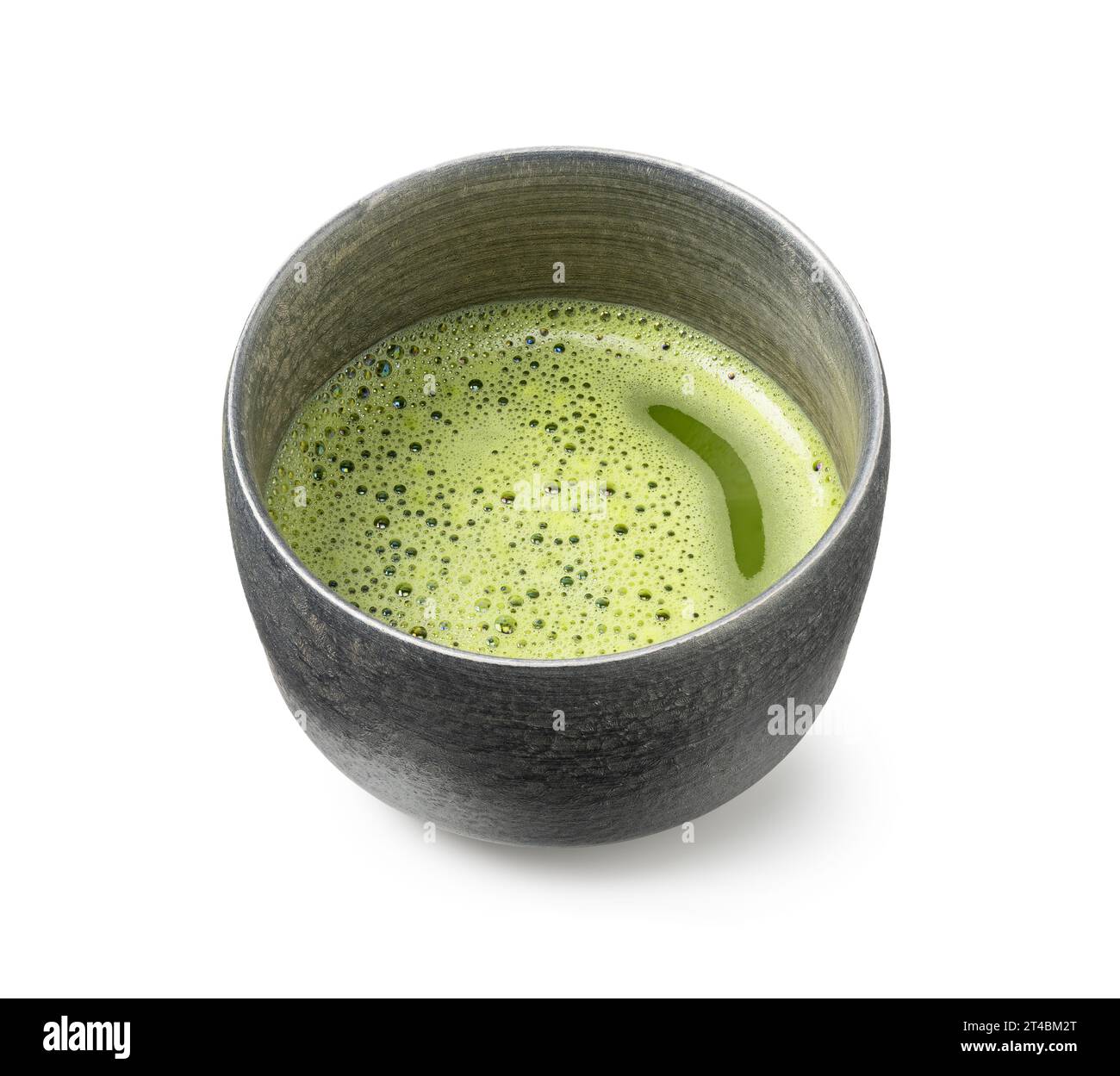 Thé vert matcha sur fond blanc. Bol de matcha. Banque D'Images