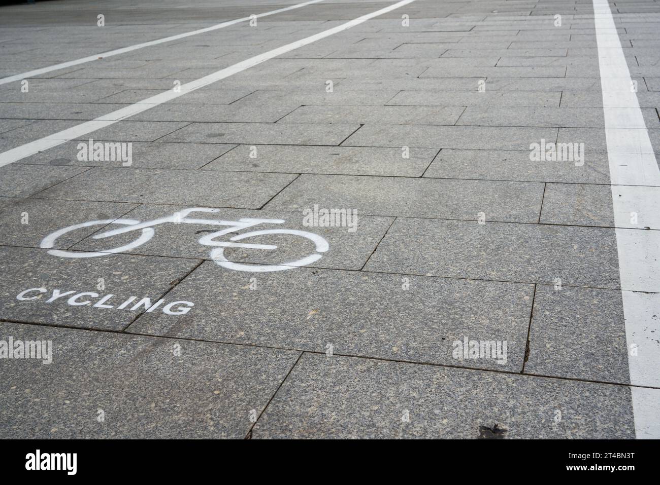 Marquage des vélos et des piétons dans le parc Banque D'Images