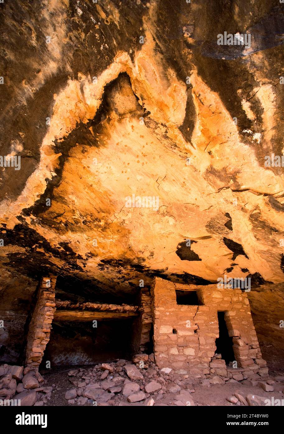 Ruines indiennes à North Fork de Mule Canyon dans la région de Cedar Mesa dans l'Utah. Banque D'Images