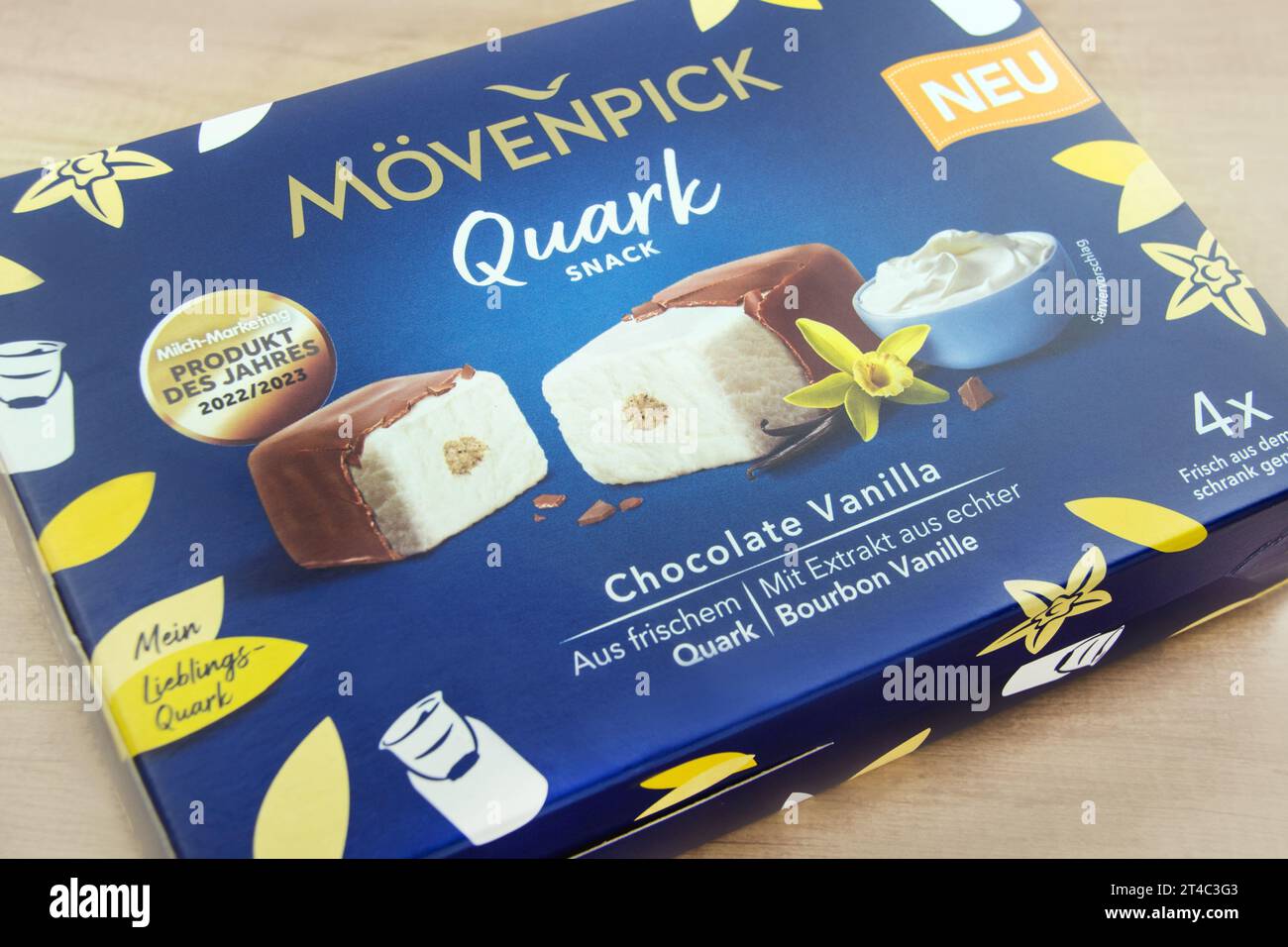 1 Packung Mövenpick Quark snack chocolat vanille Banque D'Images