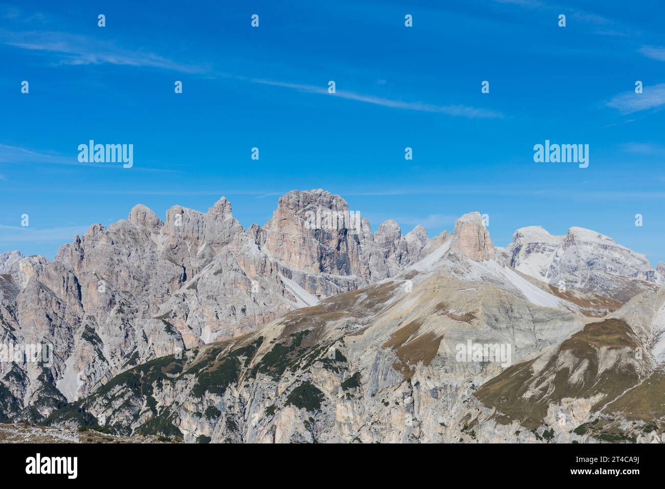 Monte Rudo (Rautkofel), Croda dei Rondoi (Schwalbenkofel), Torre dei Scarperi (Schwabenalpenkopf), Dolomites Sexten, Tyrol du Sud, Italie Banque D'Images