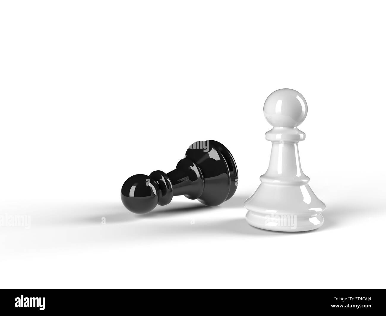 Pièce d'échecs noir et blanc sur un fond blanc. Banque D'Images