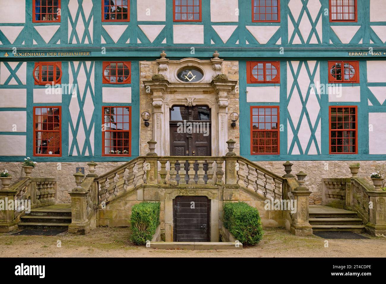 Hildesheim Lodge maçonnique porte du Temple de la lumière, ancien bureau de la cathédrale, Allemagne, Basse-Saxe, Hildesheim Banque D'Images