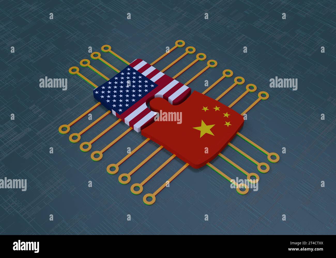 La Chine et les États-Unis coopèrent pour produire des puces haut de gamme, une coopération gagnant-gagnant Banque D'Images