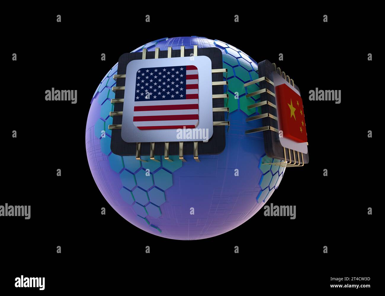 Coopération mondiale en matière de puces et concurrence entre les États-Unis et la Chine Banque D'Images