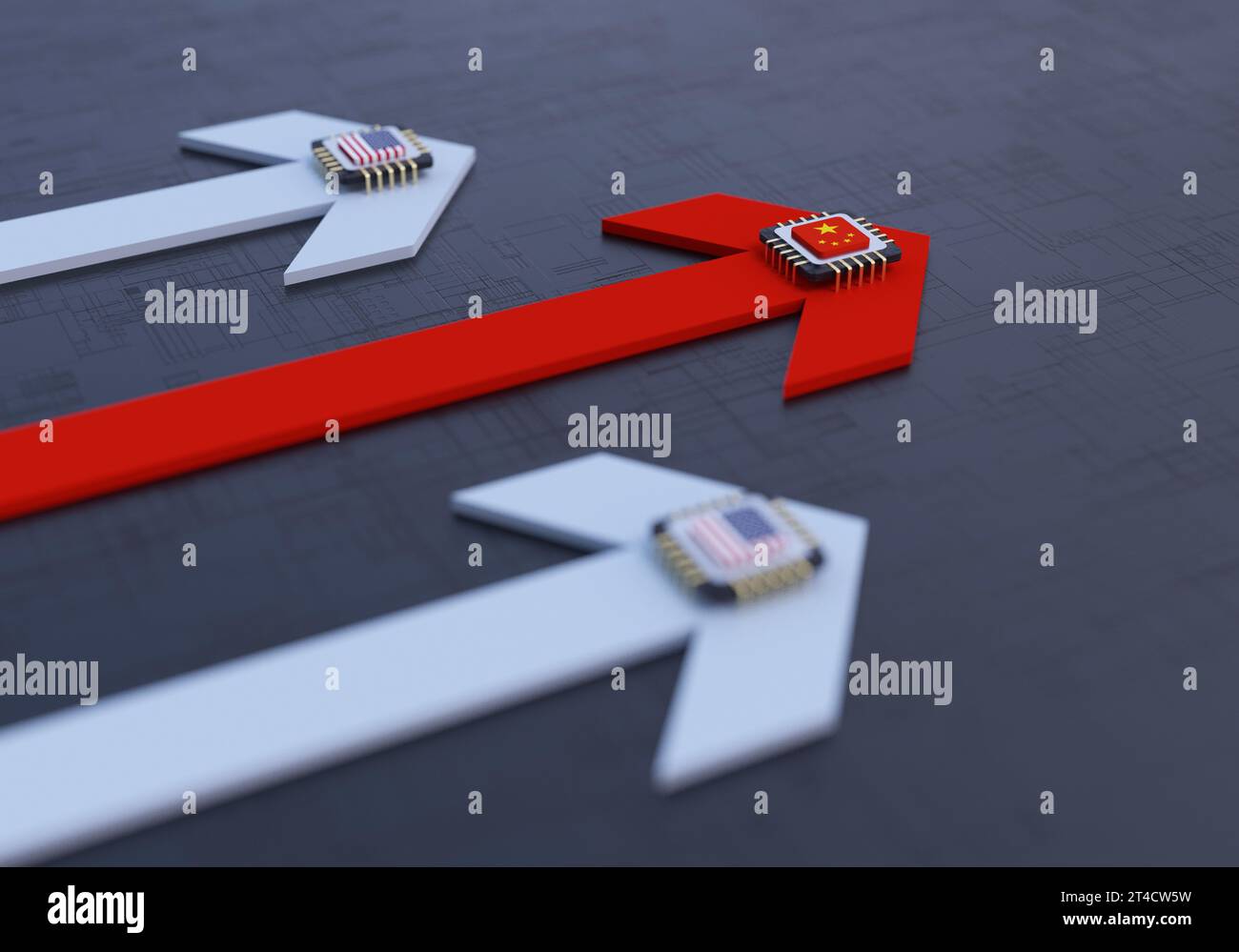 Les puces fabriquées en Chine devancent les rivaux américains Banque D'Images