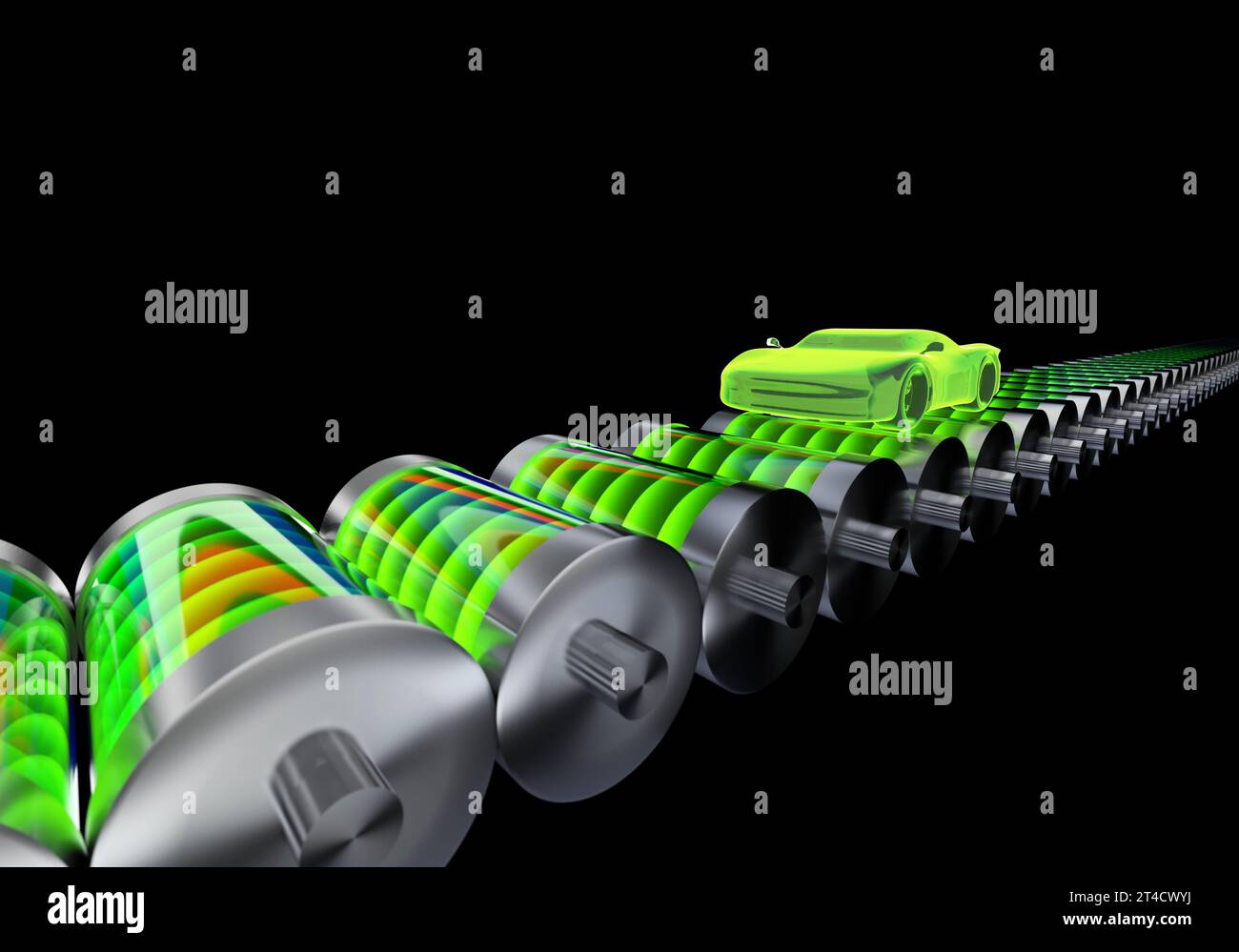 Futures voitures intelligentes de nouvelle technologie énergétique et super batteries Banque D'Images