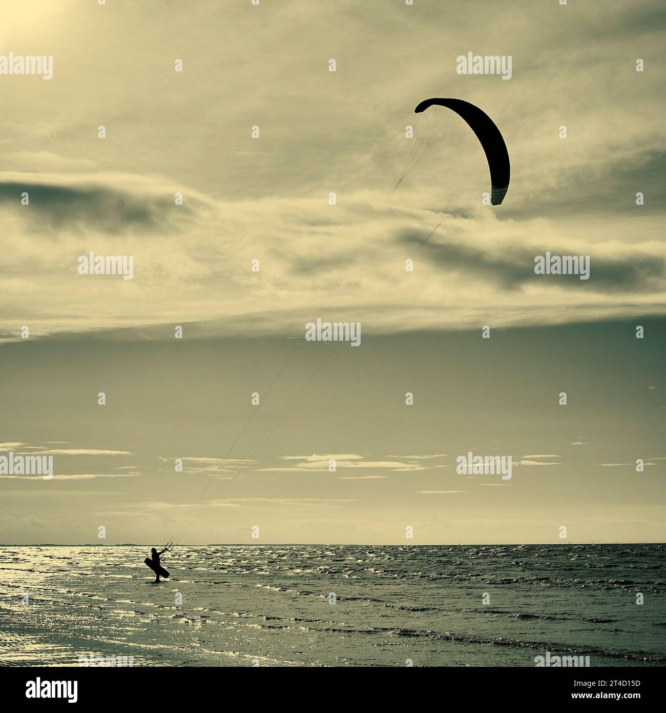 Cerf-volant solitaire sur la plage de St Annes, Royaume-Uni Banque D'Images