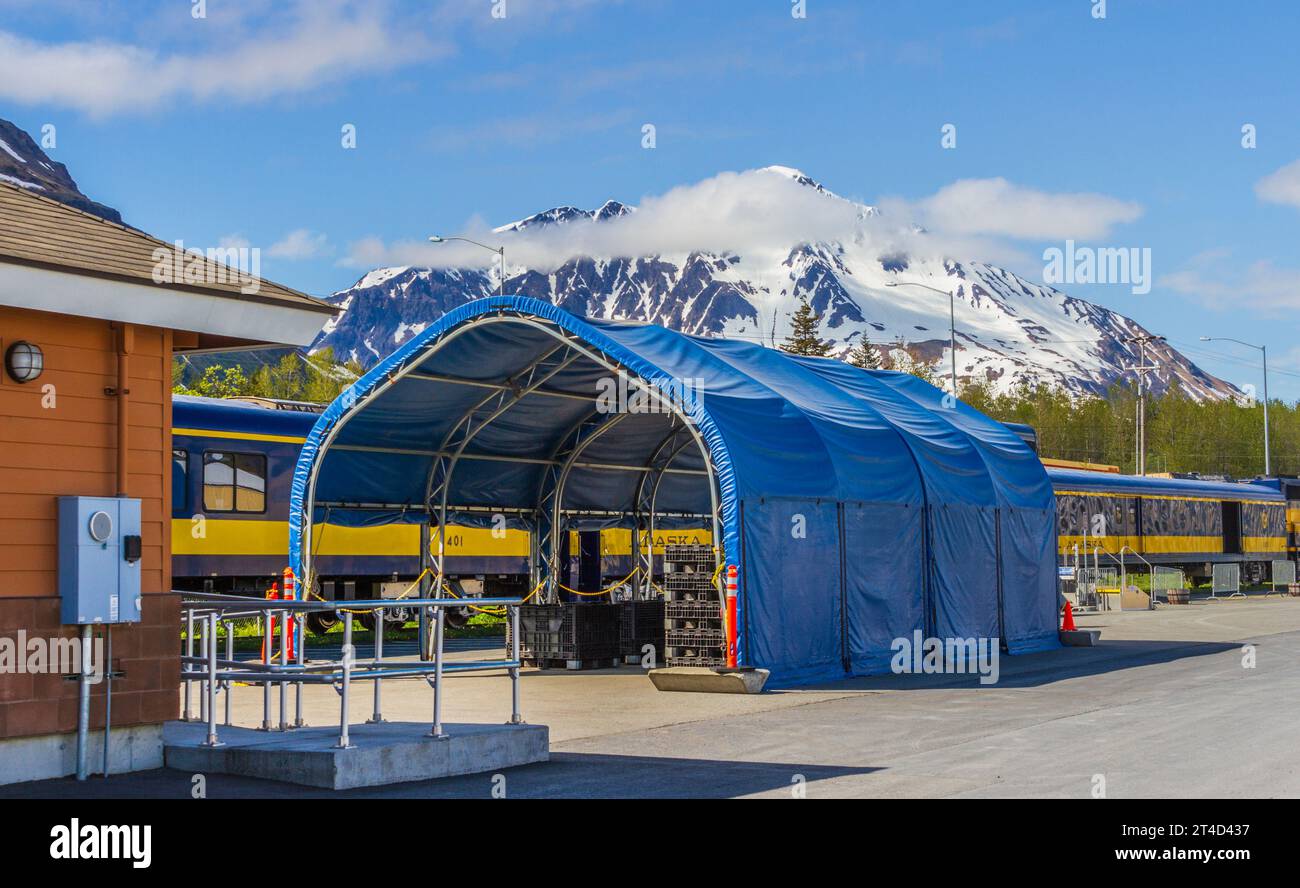 Alaska Railroad Depot dans Seward, Alaska. Banque D'Images