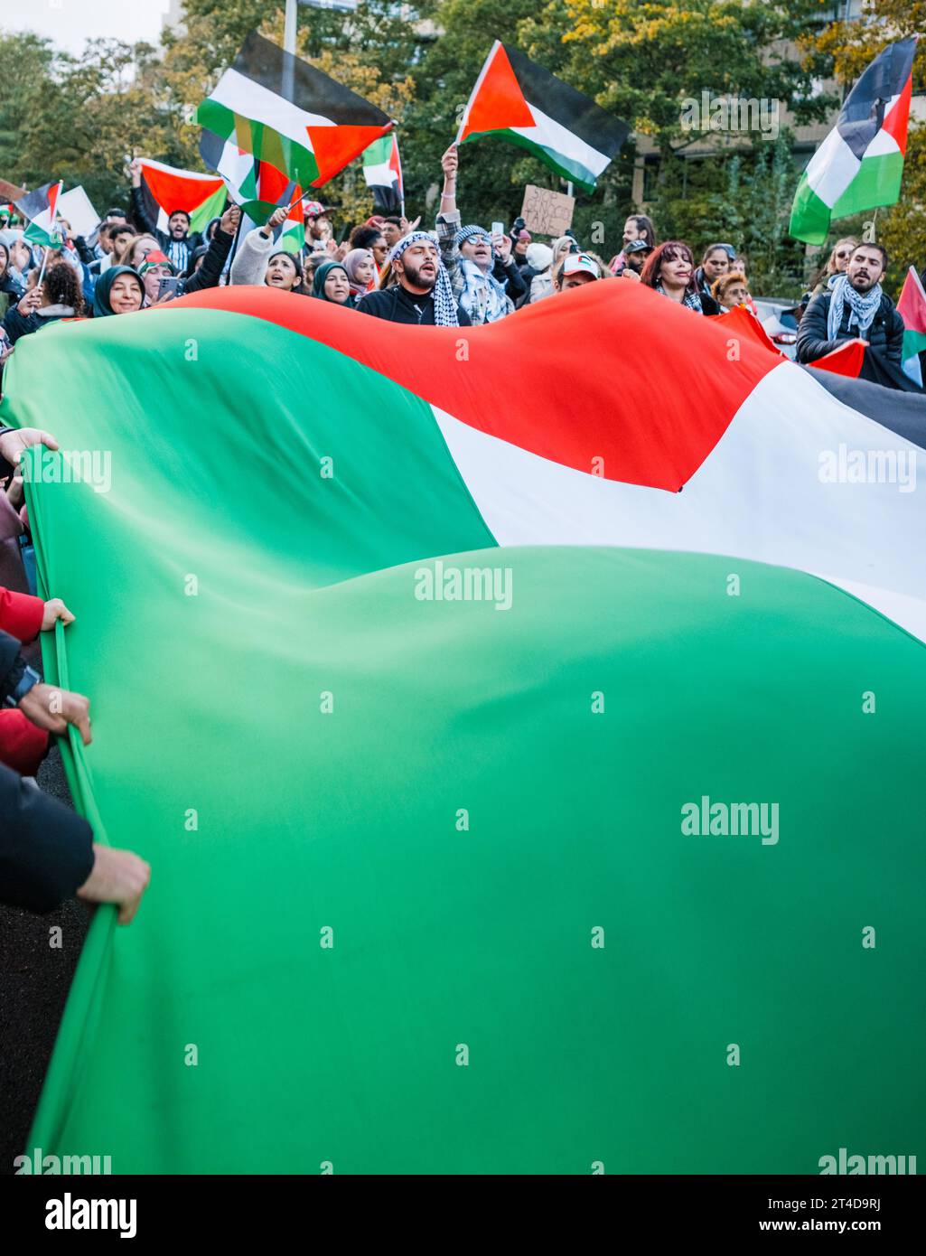 marche pro-Palestine à la Haye, pays-Bas, le 15 octobre 2023. Ils condamnent le gouvernement israélien et expriment leur solidarité avec les Palestiniens Banque D'Images