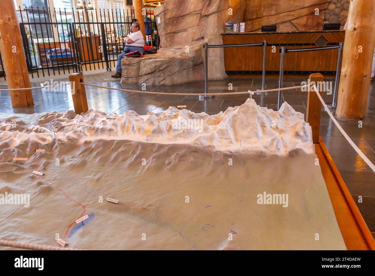 Maquette des montagnes de l'Alaska et Denali ou Mt. McKinley, à McKinley Lodge, Denali, Alaska. Banque D'Images