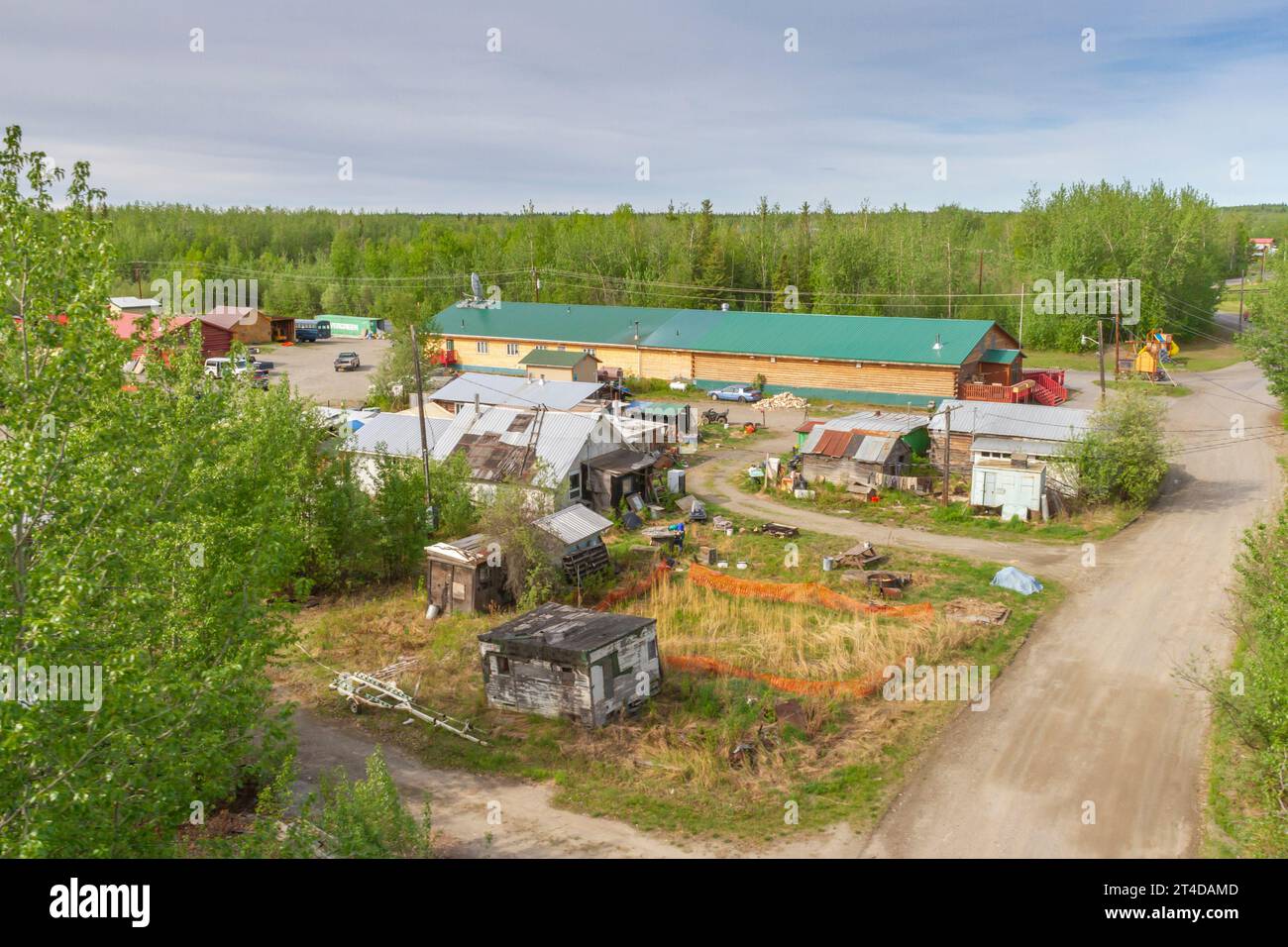 Village de Nenana sur la rivière Nenana en Alaska. Célèbre pour la loterie Nenana Ice Classic. Banque D'Images