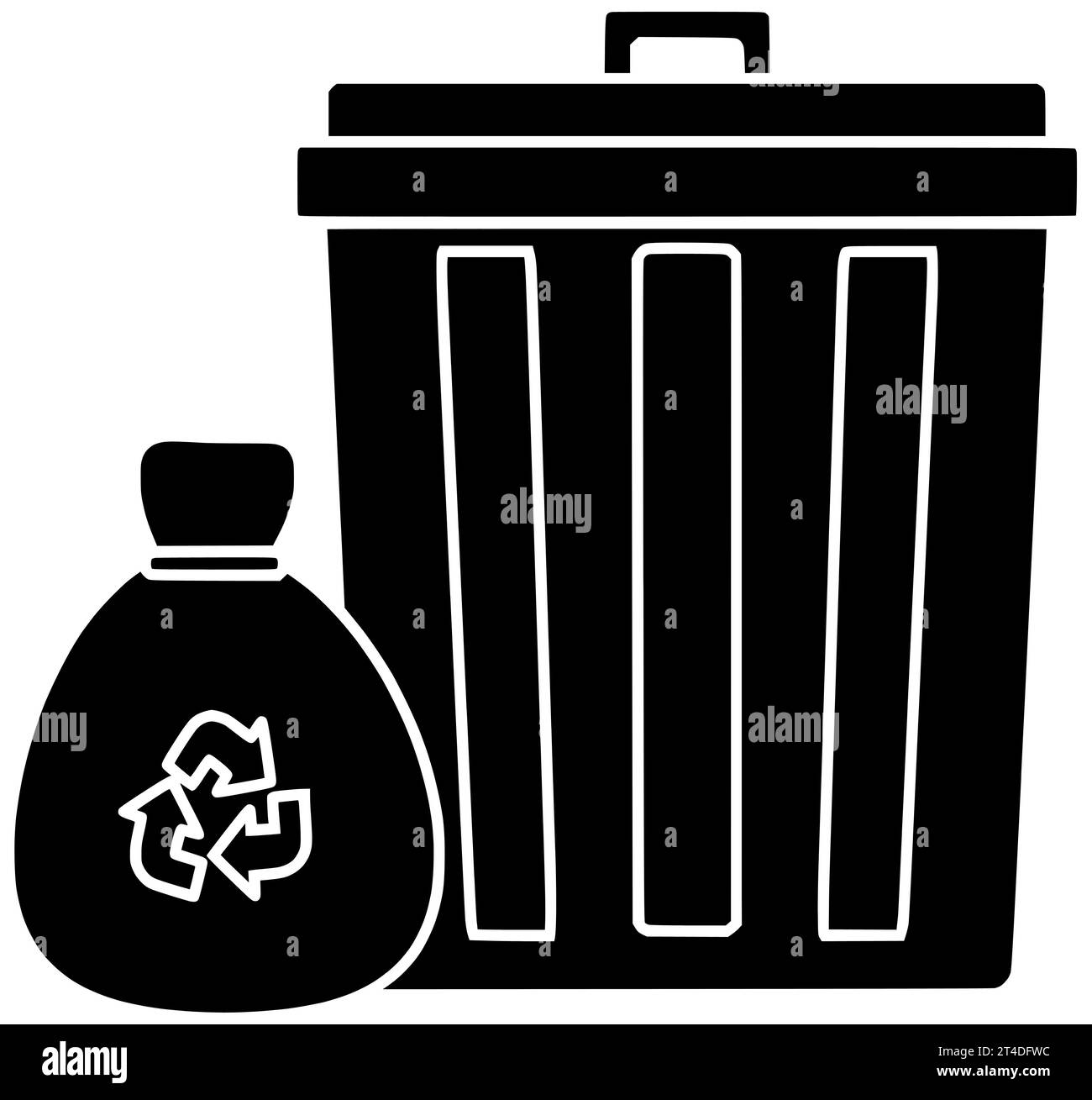 poubelle noir silhouette poubelle illustration poubelle icône poubelle logo plastique sac recycler écologie nettoyer bac de recyclage poubelle environnement déchets pollution contenir Banque D'Images