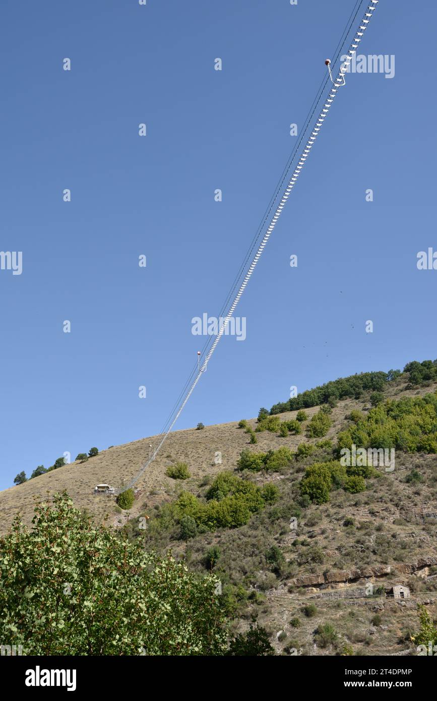Ponte alla Luna Pont tibétain, Sasso di Castalda, Basilicate, Italie Banque D'Images