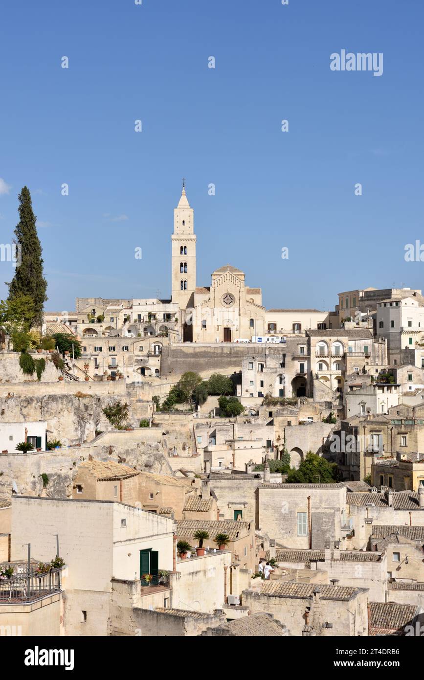 Cathédrale, Sasso Barisano, Sassi, Matera, Basilicate, Italie Banque D'Images