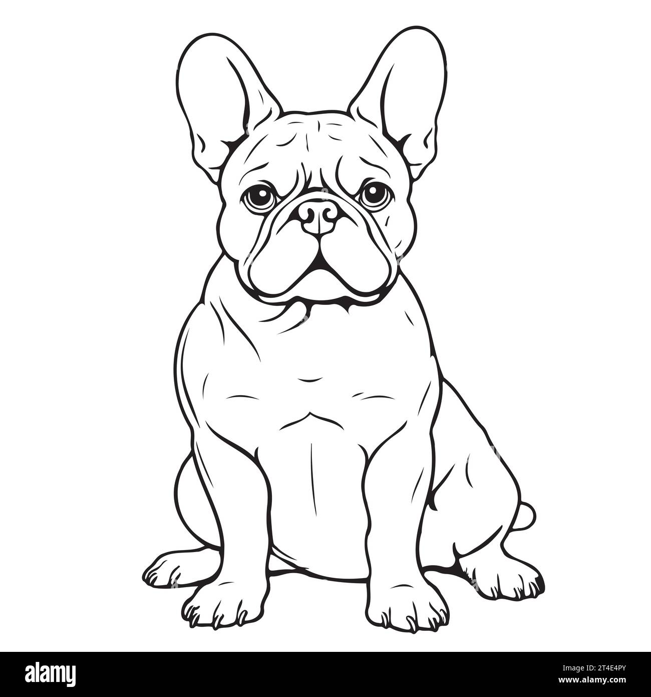 Croquis dessiné à la main de bulldog français dans le livre de coloriage de style comique, animaux de compagnie Illustration de Vecteur
