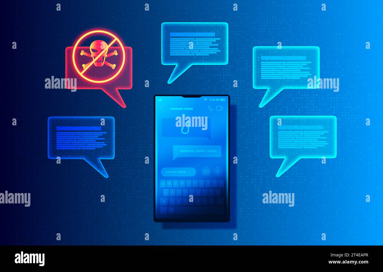 Smishing - phishing SMS - escroquerie basée sur SMS - Illustration conceptuelle Banque D'Images