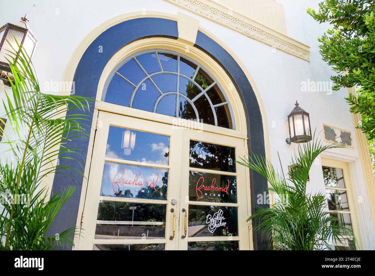 Miami Beach Floride, extérieur, entrée principale de l'hôtel, porte Freehand Miami signe, hôtels motels entreprises Banque D'Images