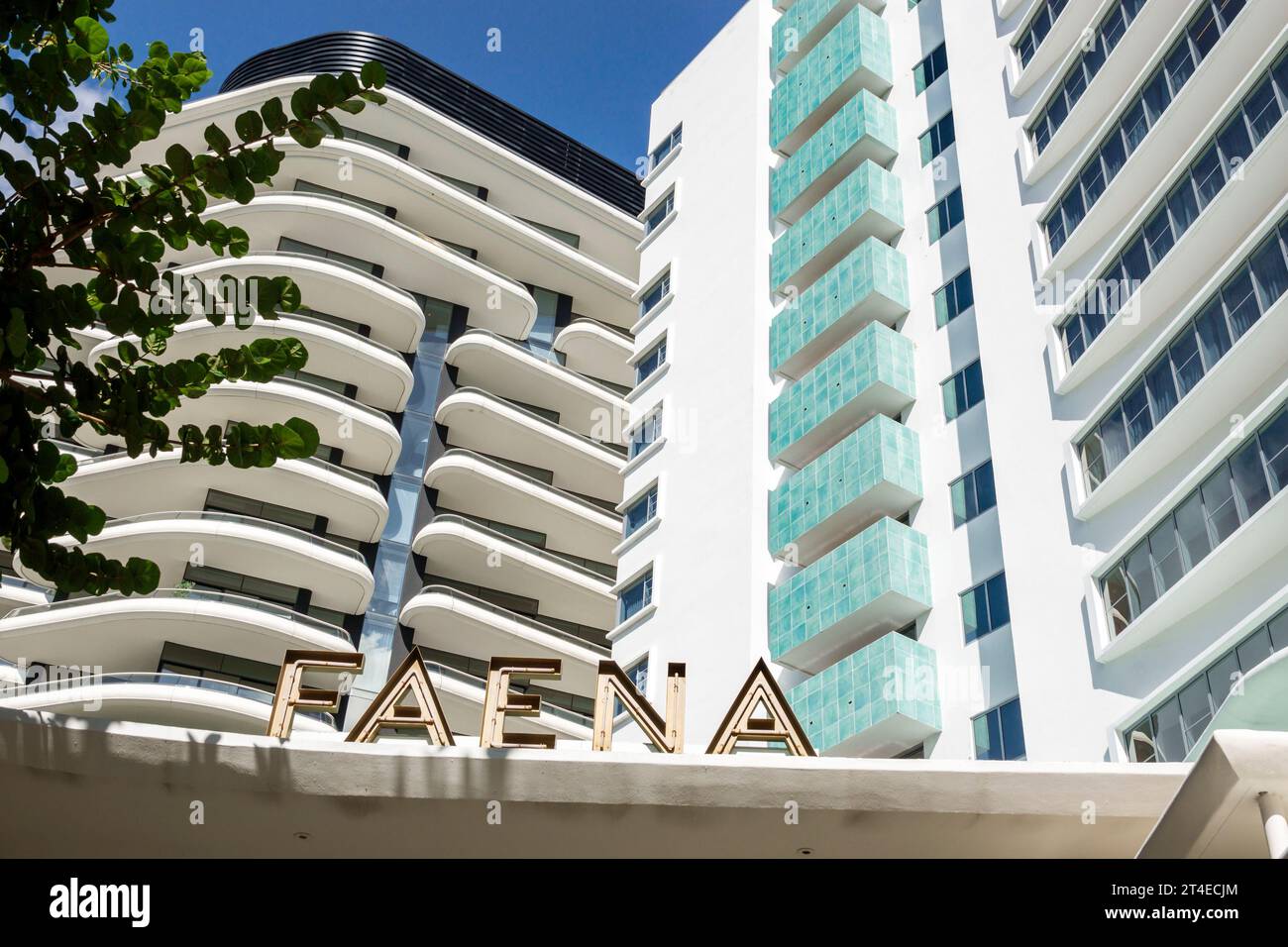 Miami Beach Floride, extérieur, entrée principale de l'hôtel, Collins Avenue, panneau Faena Miami Beach, hôtels motels entreprises Banque D'Images