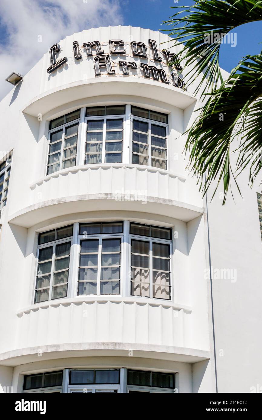 Miami Beach Floride, extérieur, entrée principale de l'hôtel, enseigne Lincoln Arms Suites, hôtels motels entreprises Banque D'Images