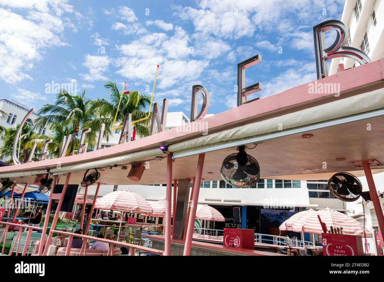 Miami Beach Floride, extérieur, entrée principale de l'hôtel, Ocean Drive, panneau de l'hôtel Clevelander South Beach, hôtels motels entreprises Banque D'Images