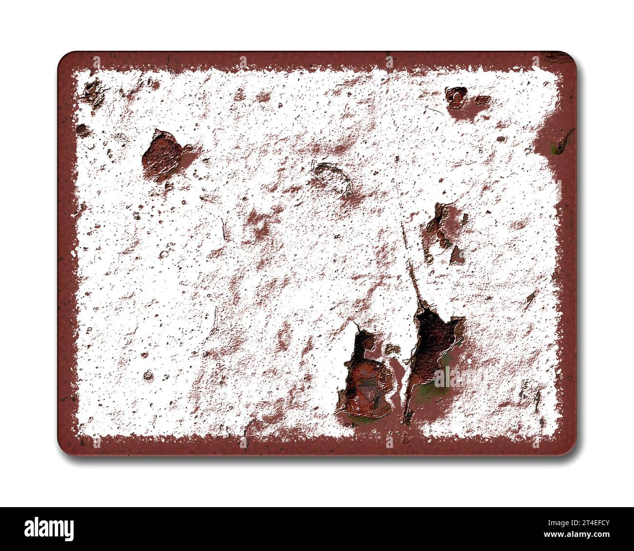 Vieux signes métalliques arrondi rouille, séché au soleil, peinture tamisée c'est un cadre avec un espace vide à l'intérieur de votre message. isolé sur fond blanc avec outsi Banque D'Images