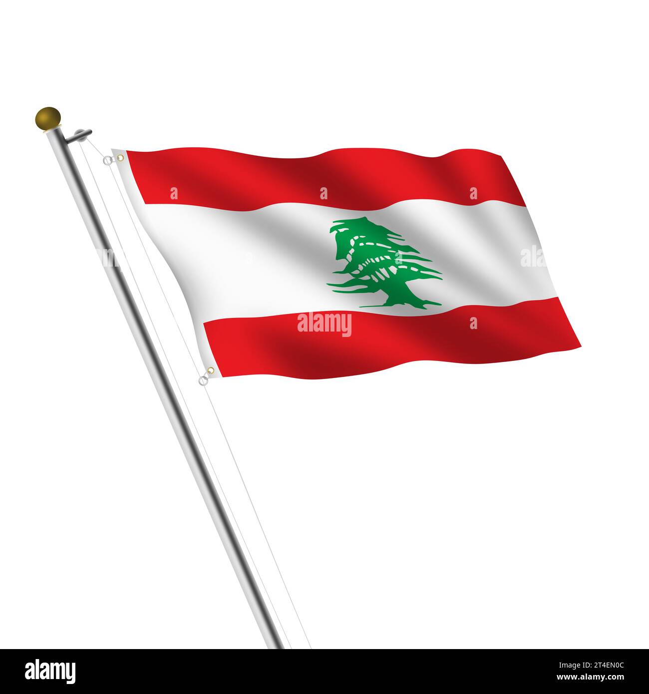 Liban Flagpole illustration 3d avec chemin de détourage Banque D'Images