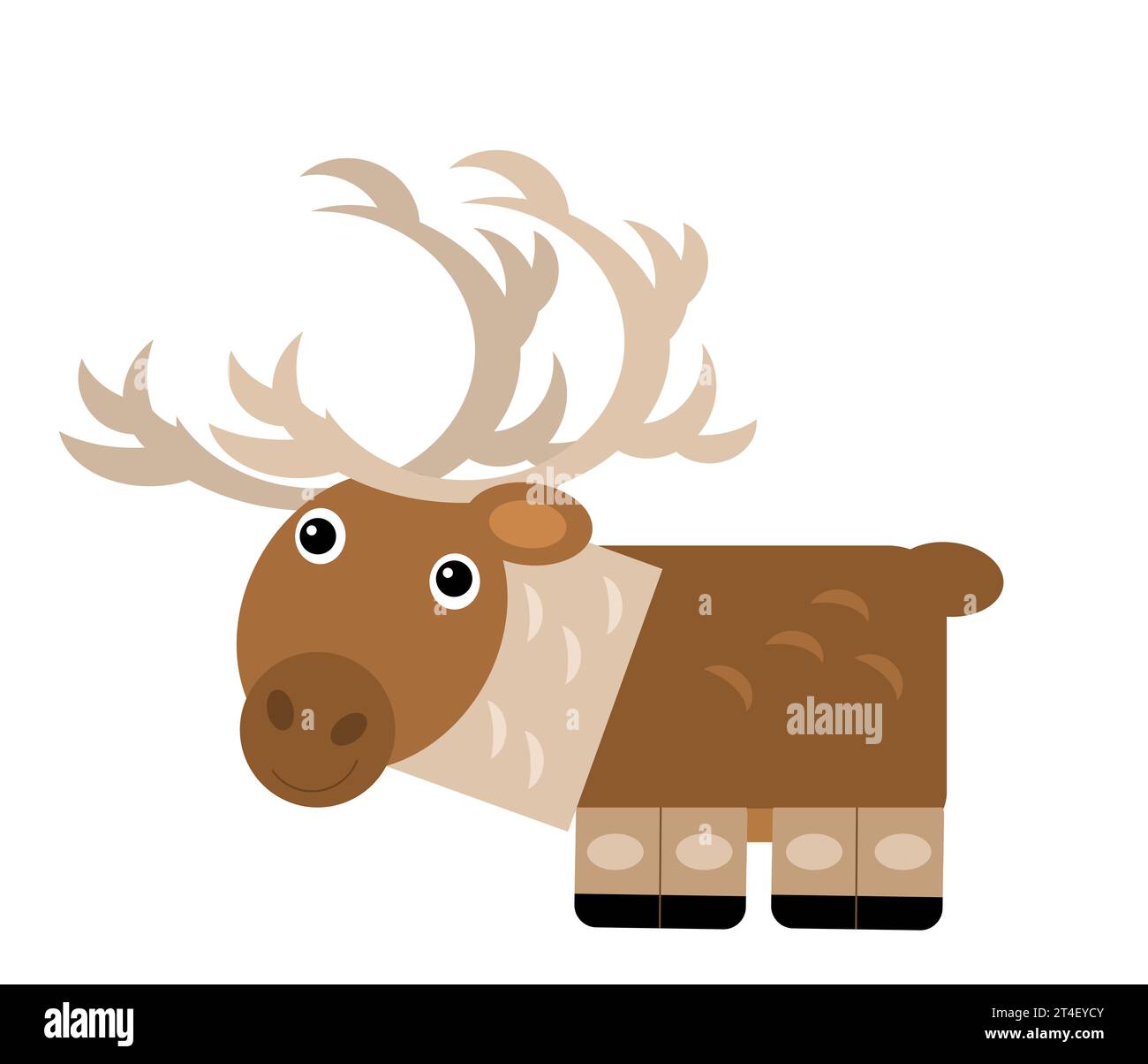 scène de dessin animé avec renne de cerf polaire sur fond blanc - illustration pour les enfants Banque D'Images