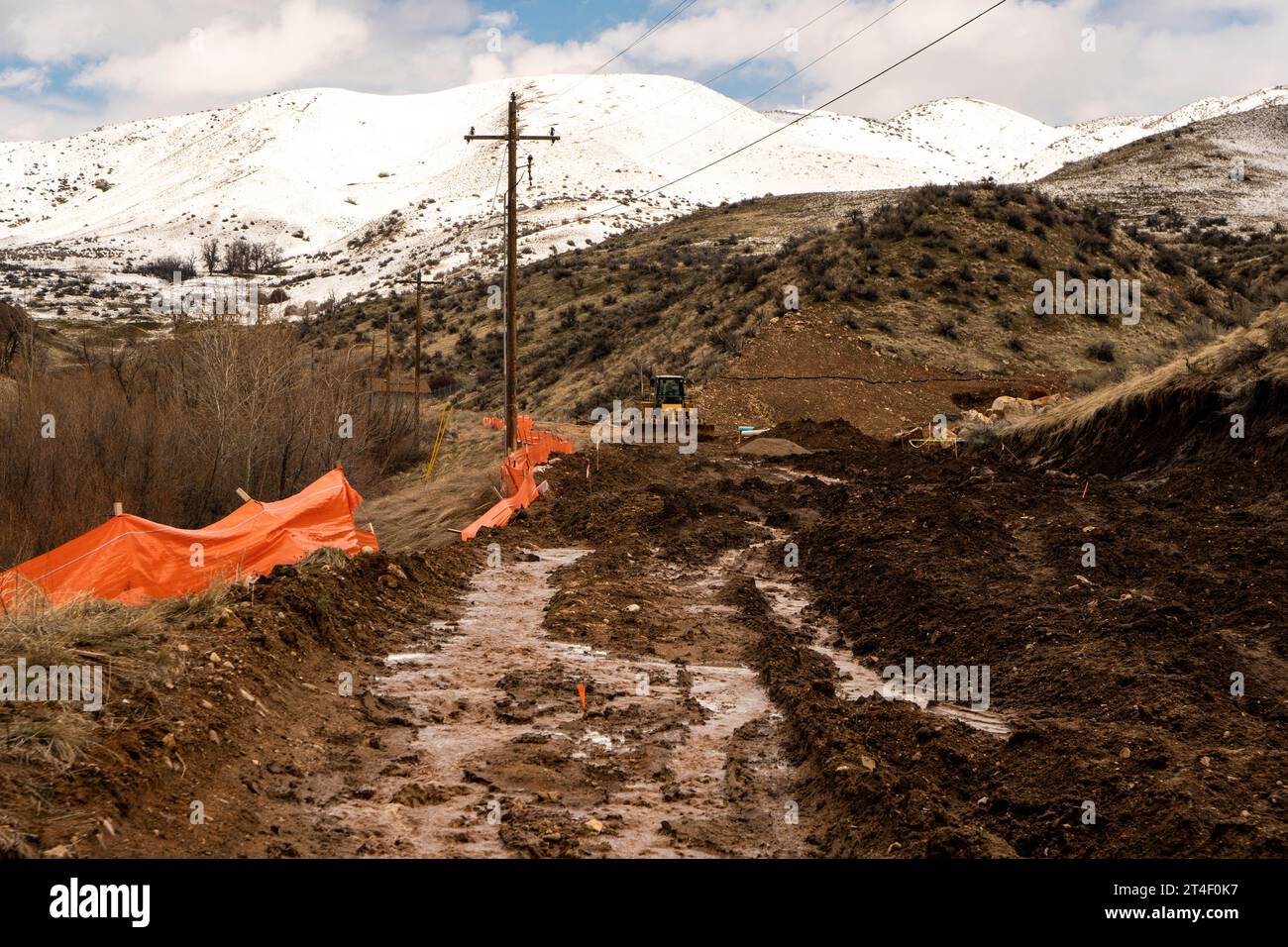 Des violations potentielles de la Loi sur l'assainissement de l'eau et des exigences de permis IPDES ont eu lieu à divers endroits autour du développement du Ranch Harris Banque D'Images