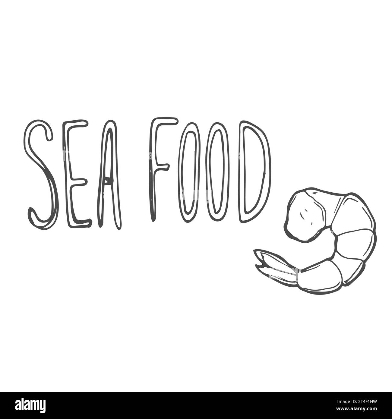 Logo de lettrage de fruits de mer avec poisson et vague sur fond. vecteur Illustration de Vecteur