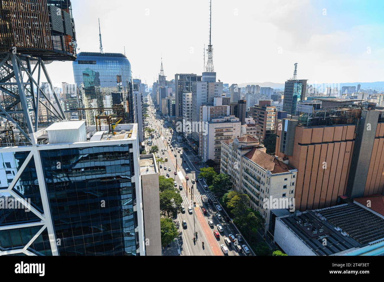 Vue aérienne du centre-ville de Sao Paulo à Paulista avenue, célèbre destination de Sao Paulo - SP, Brésil. Banque D'Images