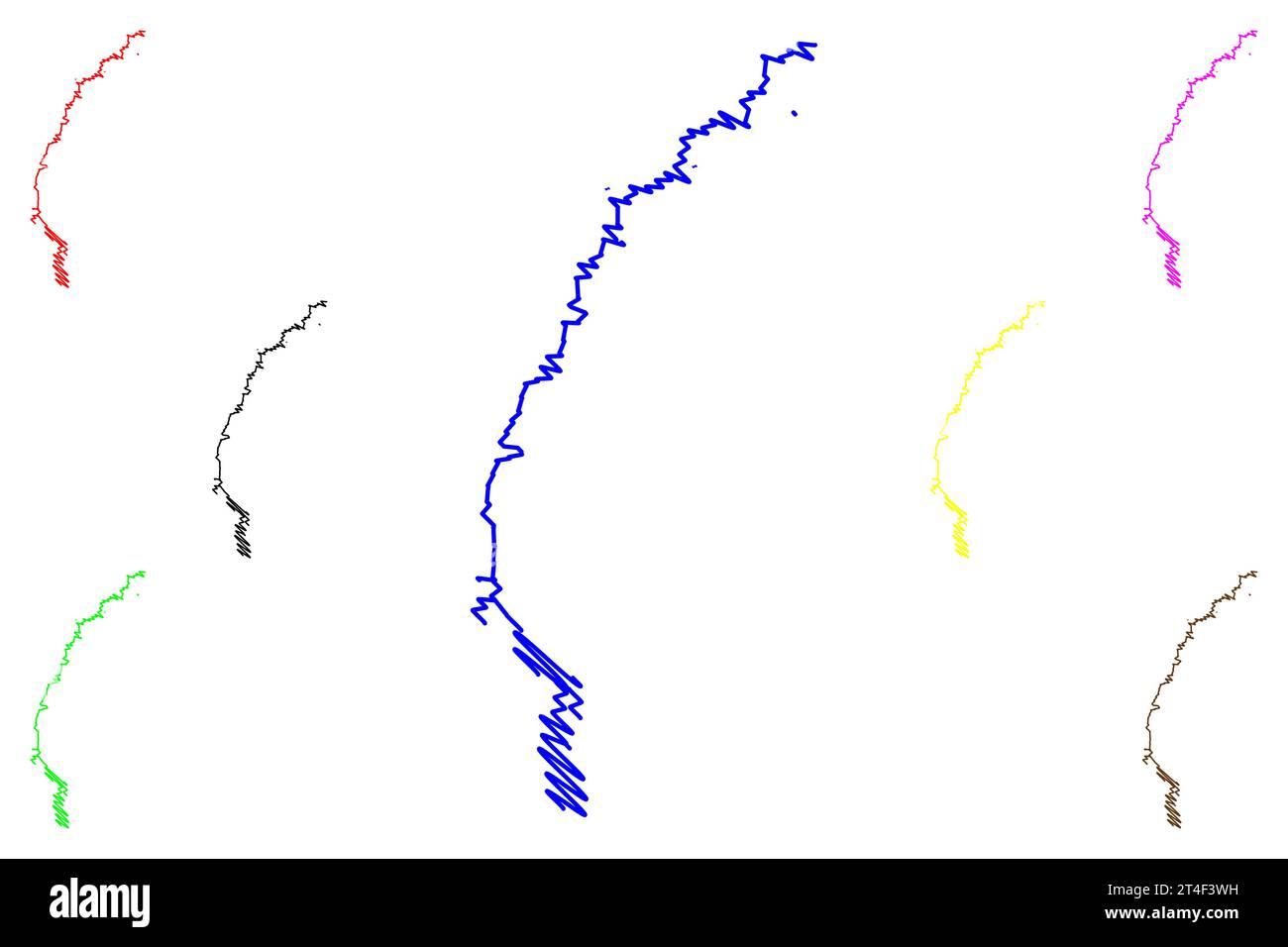 Lake Bighorn Reservoir (États-Unis d'Amérique, Amérique du Nord, États-unis, Wyoming et Montana) carte illustration vectorielle, scribble sketch Yellowtail Dam Illustration de Vecteur