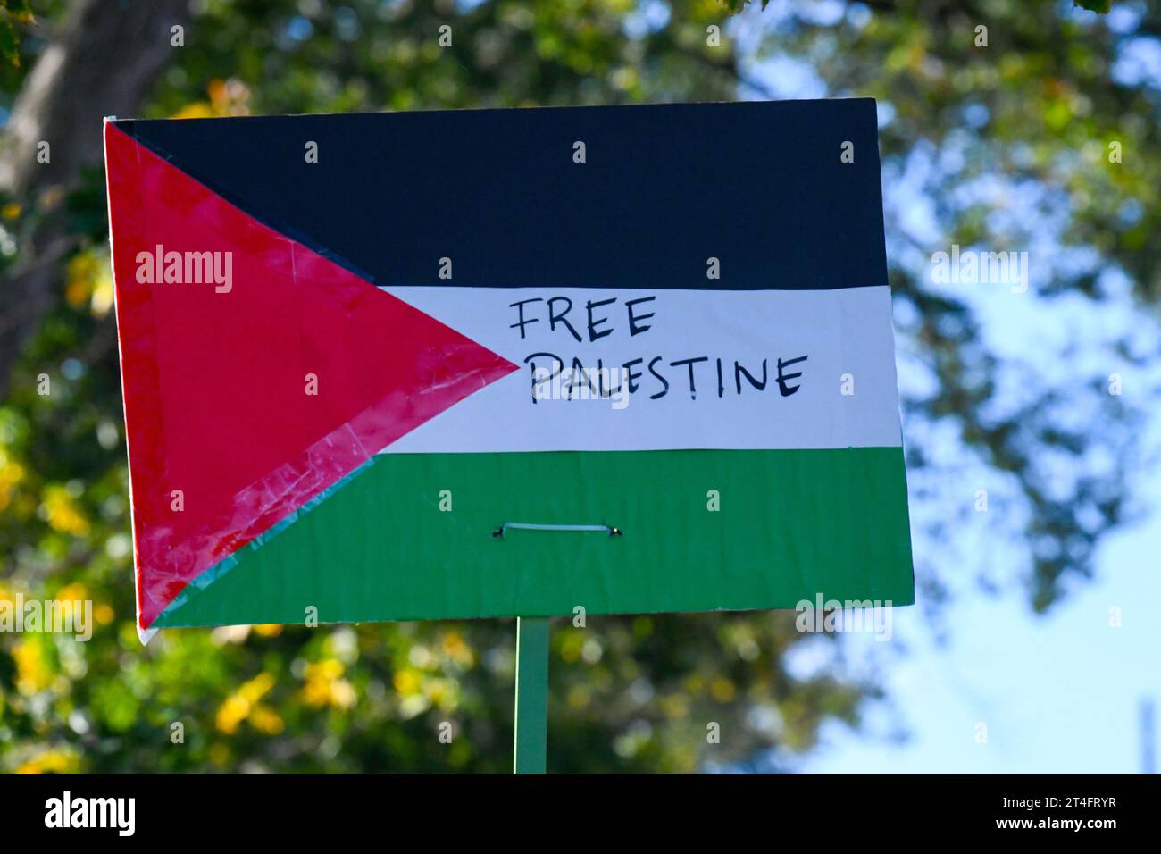 Pancarte Palestine libre , manifestation urgente de cessez-le-feu Montréal , exigeant un cessez-le-feu à Gaza le 28 octobre 2023 Banque D'Images