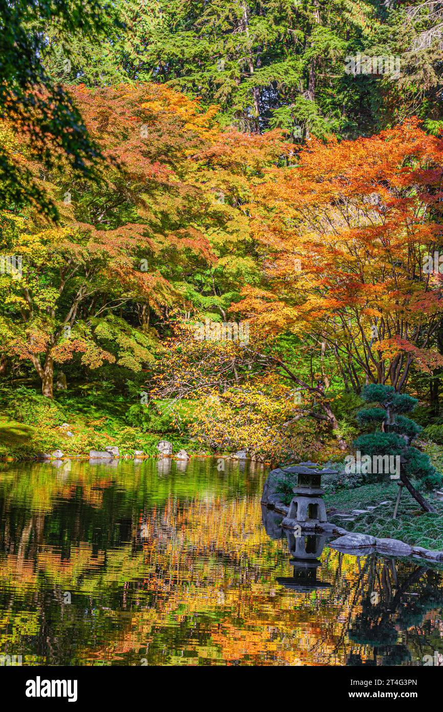 Ornement japonais dans le jardin japonais Nitobe UBC Vancouver Canada Banque D'Images