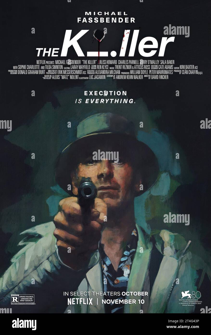 LE TUEUR, affiche américaine, Michael Fassbender, 2023. © Netflix /Courtesy Everett Collection Banque D'Images