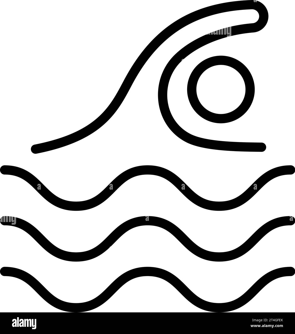 Icône plate piscine. Symbole simple de contour de haute qualité de l'eau pour la conception Web ou l'application mobile. Signe de ligne de natation pour logo de conception, carte de visite. Illustration de Vecteur