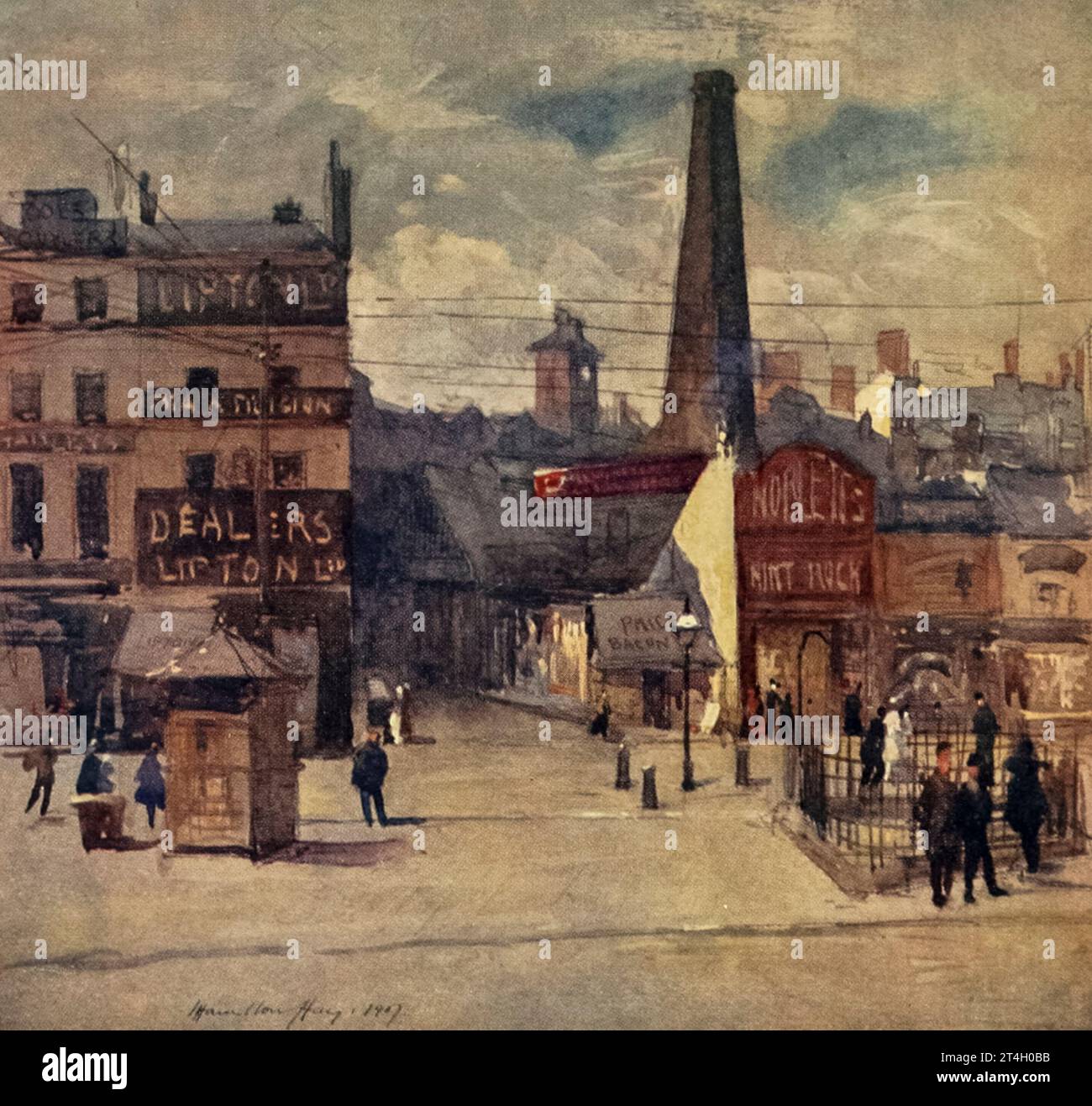 OLD HAYMARKET peint par J. Hamilton Hay à partir du livre ' Liverpool ' décrit par Dixon Scott publié par A. & C. Black 1907 Banque D'Images