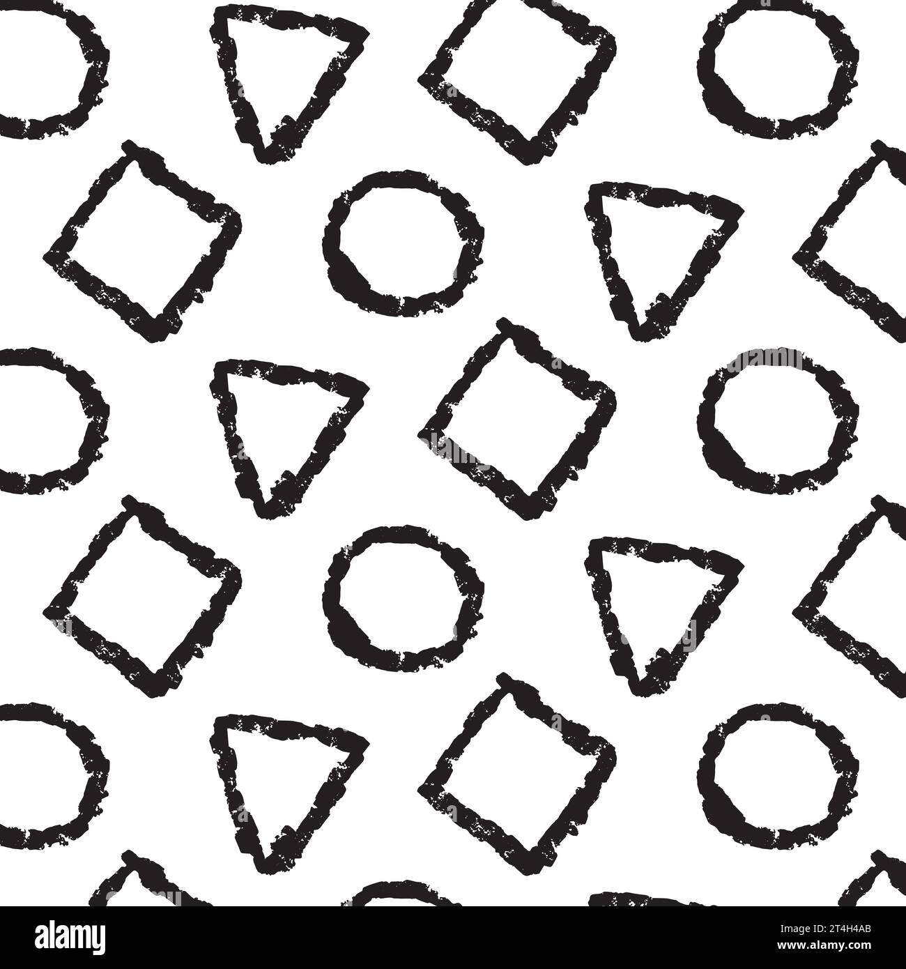 motifs de cercles et de carrés, formes géométriques dessinées avec un pinceau, conception vectorielle sur un fond transparent, motif sans couture. Design pour textile, pap Illustration de Vecteur