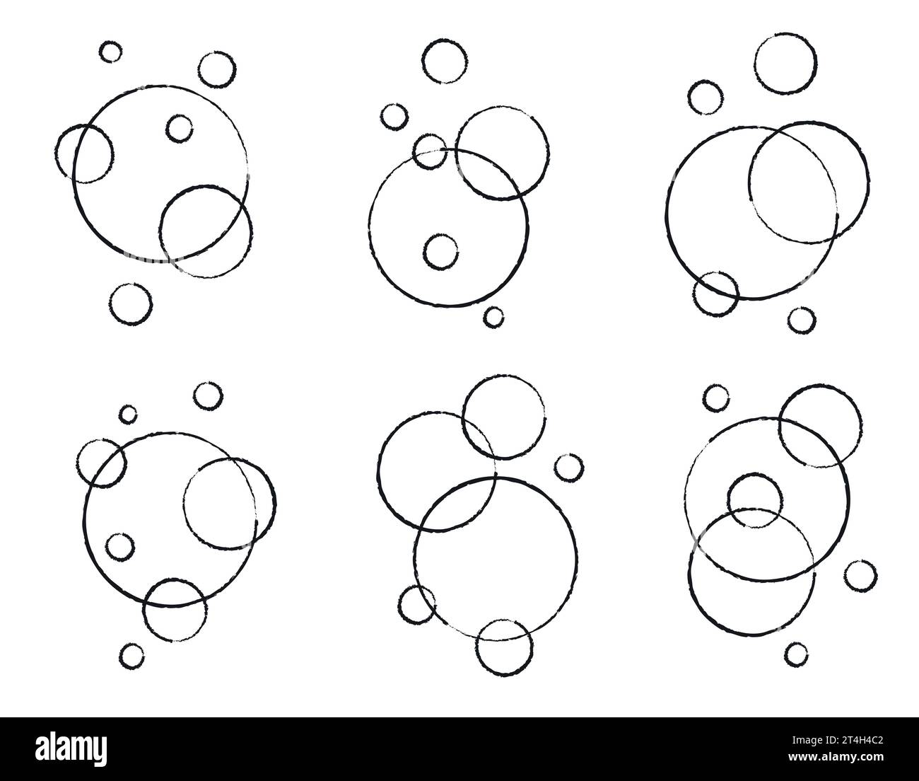 Ensemble de bulles de ligne plate faites par des brosses. Mousse de savon, boisson gazeuse, pictogramme de bulle d'oxygène, illustration vectorielle. Illustration de Vecteur