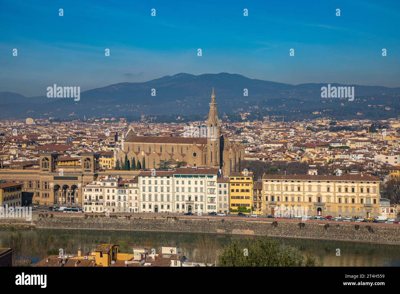 Florance, Italie : vue de dessus de Florence, la capitale de la région toscane en Italie. Banque D'Images